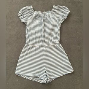 Old Navy Light Blue and White Striped Kids Romper